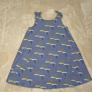 Hanna Andersson Oxford Blue Pillowcase Dress with Sun/Rainbow Design size 5